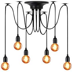 Lampundit Industrial Pendant Light 6 Light Classic Adjustable DIY Spider Pendant Lighting Antique Ceiling Light Fixture for Kitchen Island Dining Room Farmhouse Entryway Foyer Table Hallway