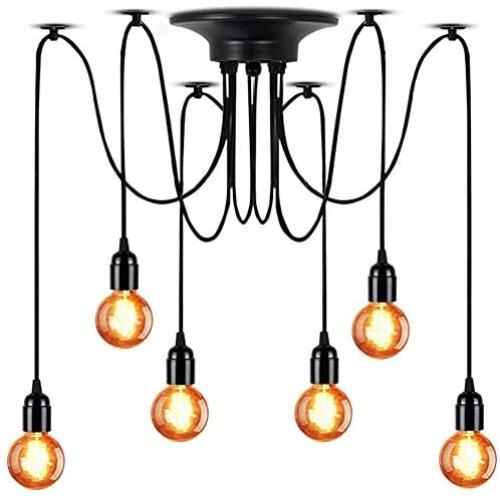 Lampundit Industrial Pendant Light 6 Light Classic Adjustable DIY Spider Pendant Lighting Antique Ceiling Light Fixture for Kitchen Island Dining Room Farmhouse Entryway Foyer Table Hallway