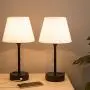Lifeholder Bedside Lamps, Table Lamp with Useful Dual USB Ports & A Power Outlet, Minimalist White Shade USB Nightstand Lamp, Desk Lamp Perfect for Bedroom, Living Room or Office (2 Packs)