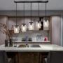 PUZHI HOME Mason Jar Pendant Lights, 5-Light Farmhouse Kitchen Island Light Rustic Chandelier Barn Pendant Lighting Ceiling Lamp for Kitchen Farm Barn Diningroom