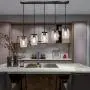 PUZHI HOME Mason Jar Pendant Lights, 5-Light Farmhouse Kitchen Island Light Rustic Chandelier Barn Pendant Lighting Ceiling Lamp for Kitchen Farm Barn Diningroom