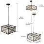 LOG BARN Rustic Square Light Fixture, 3-Light Wood Chandeliers for Dining Rooms and Kitchen Island