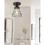 VICNIE 1-Light Semi Flush Mount, 6.3 inch Industrial Ceiling Light Fixture, Seeded Glass Lampshade, Black Finish for Hallway, Laundry, Foyer, Kitchen