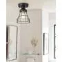 VICNIE 1-Light Semi Flush Mount, 6.3 inch Industrial Ceiling Light Fixture, Seeded Glass Lampshade, Black Finish for Hallway, Laundry, Foyer, Kitchen