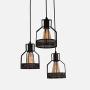 Unitary Brand Rustic Black Metal Cage Shade Dining Room Pendant Light with 3 E26 Bulb Sockets 120W Painted Finish