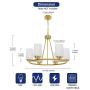 TODOLUZ 6 Lights Farmhouse Dining Room Chandelier Brushed Brass Ceiling Hanging Light Fixture with Opal White Glass Shades for Kitchen Bedroom
