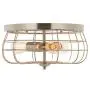 CO-Z 15 Inch Metal Cage Brushed Nickel Flush Mount Ceiling Light Fixture with 3 Lights, Industrial Vintage Ceiling Fixtures for Master Bedroom, Living Room, Farmhouse Lighting, ETL.