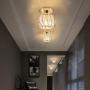 YLONG-ZS Semi Flush Mount Ceiling Light, Industrial Farmhouse Light Fixture with Golden Metal Cage, Lamp Fixtures for Kitchen Bedroom Hallway Stairway Garage Living Room Dining Room