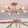 Mid Century Modern Sputnik Chandeliers Light Fixtures,Brushed Brass Semi Flush Mount Ceiling Lighting 6-Light,God Pendant Lighting for Dining & Living Room, Bedroom and Kitchen