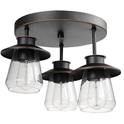 Globe Electric Nate 3 Oil Rubbed Bronze Semi-Flush Mount Ceiling Light with Clear Glass Shades 60879