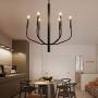 NEWSEE Black Chandelier Farmhouse Light Fixture for Dining Room Rustic Industrial Iron Sputnik Chandeliers Lighting for Foyer Living Room Kitchen Bedroom 6-Light