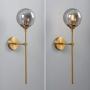 BOKT Glass Globe Wall Lamp Mid Century Wall Sconce Wall Light Fixture Bedroom Lighting Nordic Living Room Background Wall Lamp Mirror Headlights (Smoke Grey)