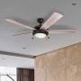 Prominence Home 80099-01 Bolivar LED Ceiling Fan, Modern Farmhouse, 52” Dual-Finish Blades, Espresso