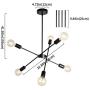 JHLBYL Sputnik Chandelier 6 Lights Black Mid Century Pendant Lighting Vintage Industrial Ceiling Light for Kitchen Dining Room Living Room