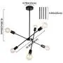 JHLBYL Sputnik Chandelier 6 Lights Black Mid Century Pendant Lighting Vintage Industrial Ceiling Light for Kitchen Dining Room Living Room
