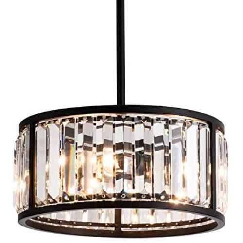 MAYNA Adjustable Pendant Lighting Fixture Clear Glass Circular Mini Industrial Hanging Ceiling Pendant Light, for Kitchen Island, Dining Room, Bedroom, Corridor, Entrance, 3 Lights, Black, 1 Pack