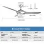Depuley 52-Inch Flush Mount Ceiling Fan Light with Remote Control, Low Profile 3 Reversible Blades Fan Light Fixture for Living Room/Dining Room/Bedroom, 3000K-6000K Changeable, Nickel