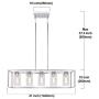 FIMITECH Chandeliers Contemporary Rectangle 5-Light Dining Room Lighting, Adjustable Rods, Fixtures Hanging, Ceiling Light Kitchen Island Cage Pendant Lights with Glass Shade (Chrome)