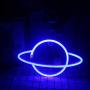 Wanxing Planet Neon Signs Led Neon Wall Sign Blue Neon Lights Hanging Neon Light for Bedroom Kids Room Hotel Shop Restaurant Game Office Wall Art Decoration Sign Party Supply Gift(Blue)