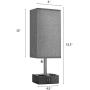 BOBOMOMO USB Table Lamp Set of 2 Bedside Lamps 15.5 with 2 USB Charging Ports & 2 Power Outlet Nightstand Lamp for Bedroom Living Room Study Room (Black&Gray)