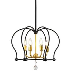 Trongee Industrial Pendant Light Fixtures Black Metal Pendant Lights Rustic Farmhouse Chandelier for Kitchen Dining Room Living Room Foyer Hallway Loft (Large)