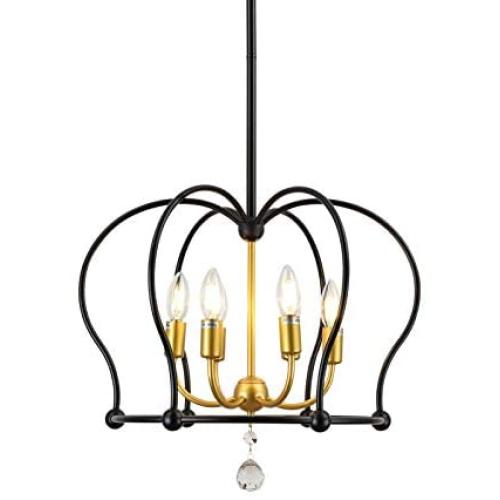 Trongee Industrial Pendant Light Fixtures Black Metal Pendant Lights Rustic Farmhouse Chandelier for Kitchen Dining Room Living Room Foyer Hallway Loft (Large)