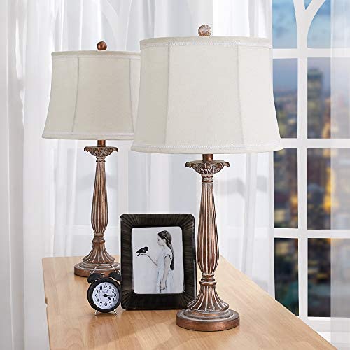 Maxax Table Lamps Set of 2 Modern Bedside Lamp for Living Room Bedroom,Antique Brown Finish