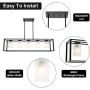 VINLUZ 5 Light Kitchen Island Chandeliers Farmhouse Black Linear Dining Rooms Lighting Fixtures Hanging with White Alabaster Glass Shade Rectangle Modern Industrial Pendant Ceiling Lights