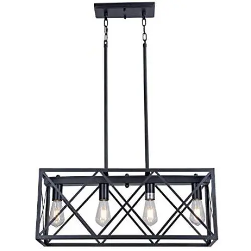 MELUCEE 4-Light Dining Room Chandelier Black Rectangle Rustic Light Fixtures Ceiling Hanging, Farmhouse Pendant Lighting for Kitchen Island Foyer Restaurant MELUCEE 4-Light Dining Room Chandelier Black Rectangle Rustic Light Fixtures Ceiling Hanging, Farmhouse Pendant Lighting for Kitchen Island Foyer Restaurant