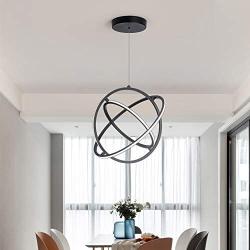 SUNMOO Modern LED Pendant Light Dimmable Creative Chendalier Adjustable Hanging Pendant Lighting Circle 3 Rings 6000K Cool Light Fixture for Dining Room Bedroom Kitchen Island Hall 80W (Black)