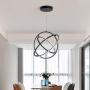 SUNMOO Modern LED Pendant Light Dimmable Creative Chendalier Adjustable Hanging Pendant Lighting Circle 3 Rings 6000K Cool Light Fixture for Dining Room Bedroom Kitchen Island Hall 80W (Black)