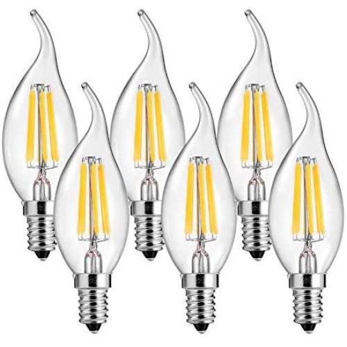 LEDGLE Dimmable LED Edison Bulbs Vintage LED Filament Light Bulbs, 6W 550lm, Warm White 2700K, Equivalent 50W, E12 Base Lamp for Restaurant,Home,Reading Room, 6 Pcs