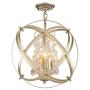 Modern Flush Mount Crystal Chandelier 4 Lights Pendant Light with Champagne Gold Finish Hanging Fixture for Dining Room, Living Room