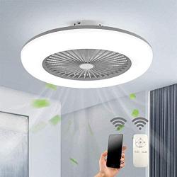 LED Ceiling Fan with Lights Stepless Dimmable with Remote Control, 3 Speed, Modern Ceiling Fan Lights Dining Room Bedroom Living Remote Control Fan Lamps Invisible Ceiling Lights Fan Lighting 22''