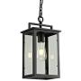 Smeike Outdoor Pendant Light Exterior Hanging Lantern, 1-Light Outdoor Pendant Lighting for Porch, Matte Black Finish with Clear Glass, Height Adjustable