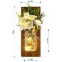 Mason Jar Wall Candlestick Lighting, Home Decoration, Living Room, Bathroom, Hanging Retro Wall Closet 6 Hours LED Lighting with Remote Control(2 Sets) (Large, Burn Color)