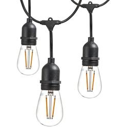 Newhouse Lighting CSTRINGLED18 Hanging Sockets | Weatherproof Technology String Light, 48ft, Black, 48 Ft