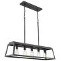 Eapudun Kitchen Island Lighting, 38-Inch 5 Light Farmhouse Linear Chandelier for Dining Room Pool Table Pendant Light Fixture, Black&Silver Hand-Brush Finish, PDA1272-FBGT