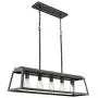 Eapudun Kitchen Island Lighting, 38-Inch 5 Light Farmhouse Linear Chandelier for Dining Room Pool Table Pendant Light Fixture, Black&Silver Hand-Brush Finish, PDA1272-FBGT