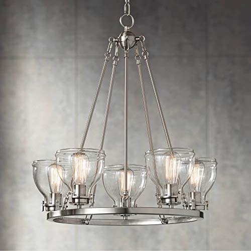 Bellis Brushed Nickel Round Pendant Chandelier 24 1/2'' Wide Modern Industrial Clear Glass 5-Light Fixture for Dining Room House Foyer Kitchen Island Entryway Bedroom Living Room - Possini Euro Design Bellis Brushed Nickel Round Pendant Chandelier 24 1/2'' Wide Modern Industrial Clear Glass 5-Light Fixture for Dining Room House Foyer Kitchen Island Entryway Bedroom Living Room - Possini Euro Design