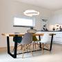 LED Pendant Light Not Dimmable Adjustable 1 Ring Acrylic Modern Chandelier for Living Room Bedroom Dining Room, Warm White 3000K, Chrome, by HL