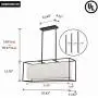 Vinsniv Modern Rectangular Linear Dining Room Kitchen Island Billiard Room Chandelier 35.43''L Light, White Fabric Shade, Adjustable Pendant Ceiling Hanging Lighting, Black Metal, 5-Light E26 005