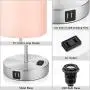 Touch Control Table Lamp, 3 Way Dimmable Modern USB Desk Lamp with 2 Fast Charging Ports and AC Outlet, Bedside Nightstand Lamp for Bedroom, Living Room, Office, ST64 6W 4000K LED Bulb Included