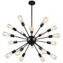 mirrea Vintage Metal Large Dimmable Sputnik Chandelier with 18 Lights, Black Painted mirrea Vintage Metal Large Dimmable Sputnik Chandelier with 18 Lights, Black Painted