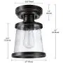 Globe Electric Charlie 1-Light Outdoor/Indoor Semi-Flush Mount Ceiling Light, Oil Rubbed Bronze, Clear Seeded Glass Shade 44301