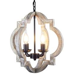 Chandeliers Light fixtures, RC 4-Wood Light, Brown+Black, Farmhouse,Retro of Antique,Rustic,Apply to Dining ,Hall,Room,Restaurant,Bedroom,Kitchen,Ceiling,Pendant Light,Industrial,Foyer,Lighting Lamp.