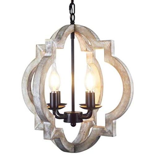 Chandeliers Light fixtures, RC 4-Wood Light, Brown+Black, Farmhouse,Retro of Antique,Rustic,Apply to Dining ,Hall,Room,Restaurant,Bedroom,Kitchen,Ceiling,Pendant Light,Industrial,Foyer,Lighting Lamp.