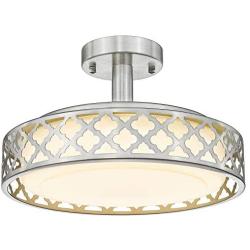 VICNIE Semi Flush Mount Ceiling Light, 14inch 20W 1400 Lumens Ceiling Light Fixtures, 3000K Warm White, Brushed Nickel Finish, ETL Listed for Kitchen, Hallway, Bedroom, Laundry