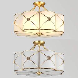 LITFAD Modern Ceiling Hanging Light Brass Flower Semi Flush Ceiling Light 6 Lights Contemporary Elegant Style Glass LED Ceiling Lamp Pendant Lighting for Bedroom Living Room Dining Room Hotel - 23.5''