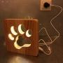 Creative 3D Animal Wooden Desk Lamp, LED Table Light with USB Power Cartton Nightlight Home Bedroom Decor Lamp, Gift for Kids Children Adult Bedroom Living Room Nightstand (Footprint)
